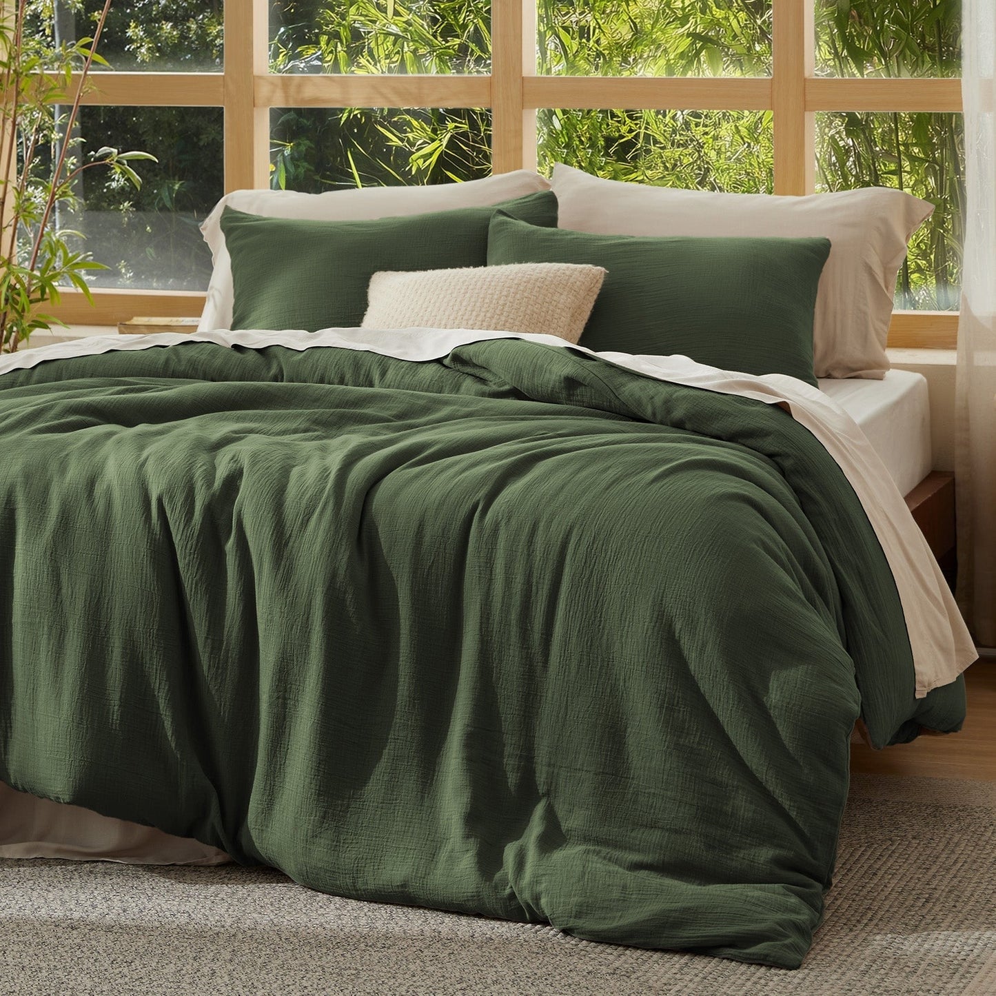 PureWovenTM Rayon From Bamboo Cotton Muslin Duvet Cover Set