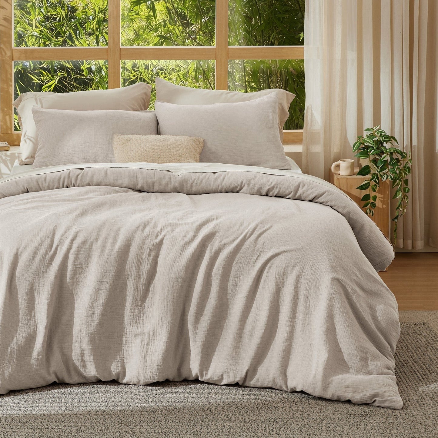 PureWovenTM Rayon From Bamboo Cotton Muslin Duvet Cover Set