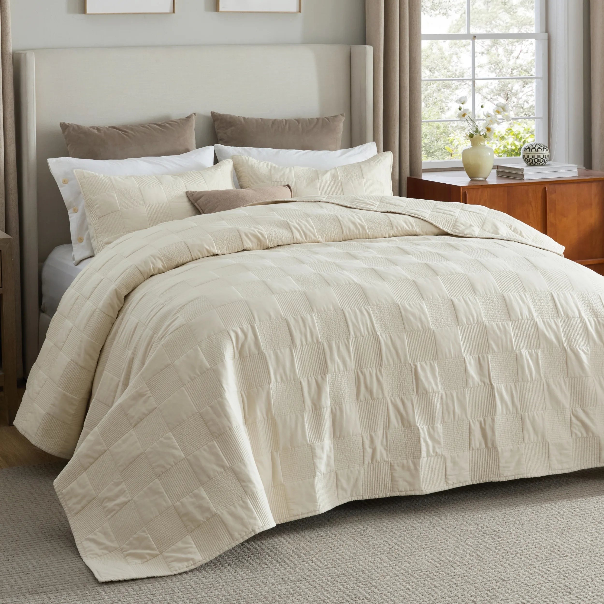 Cotton Checkered Quilted Set