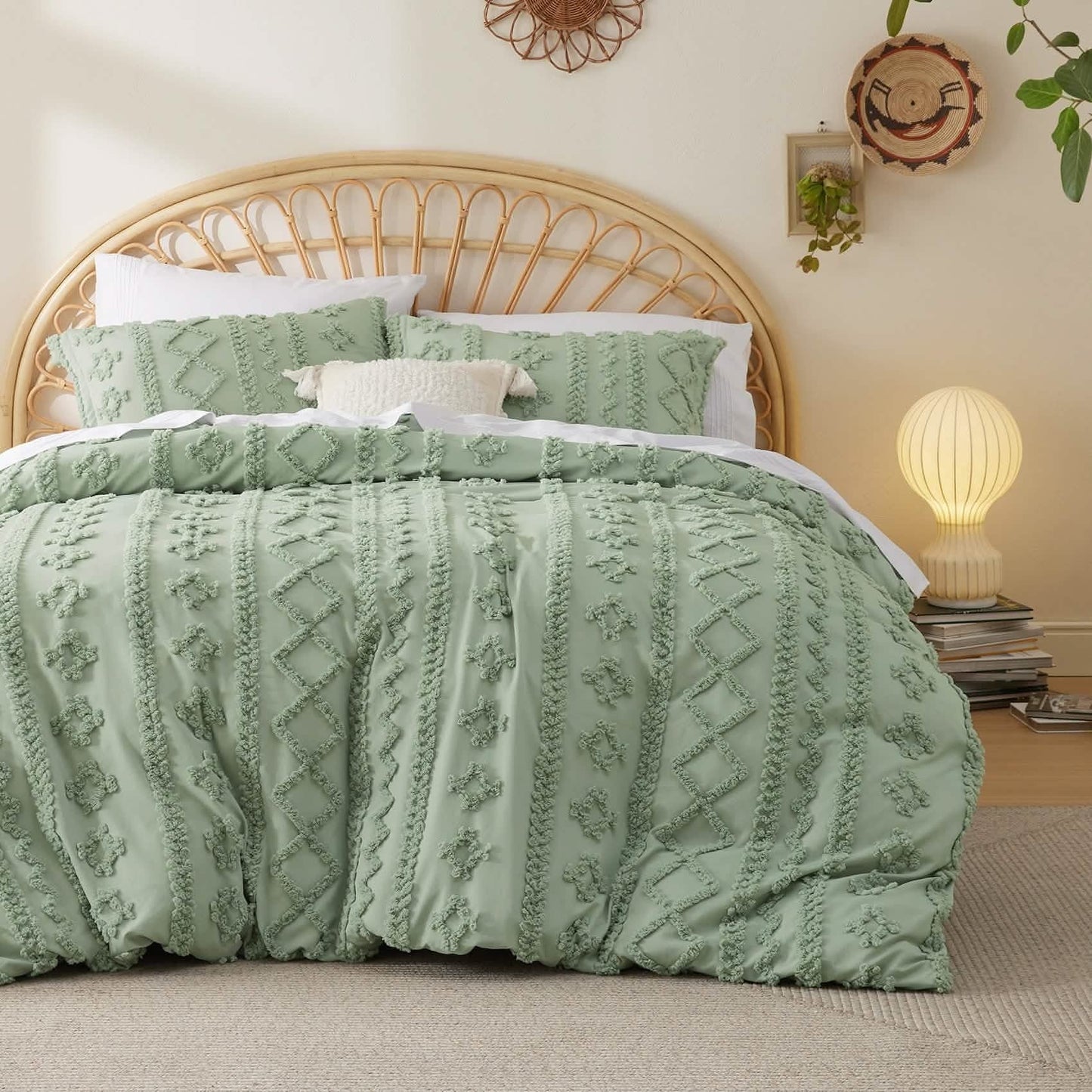 Boho Tufted Embroidery Duvet Cover Set