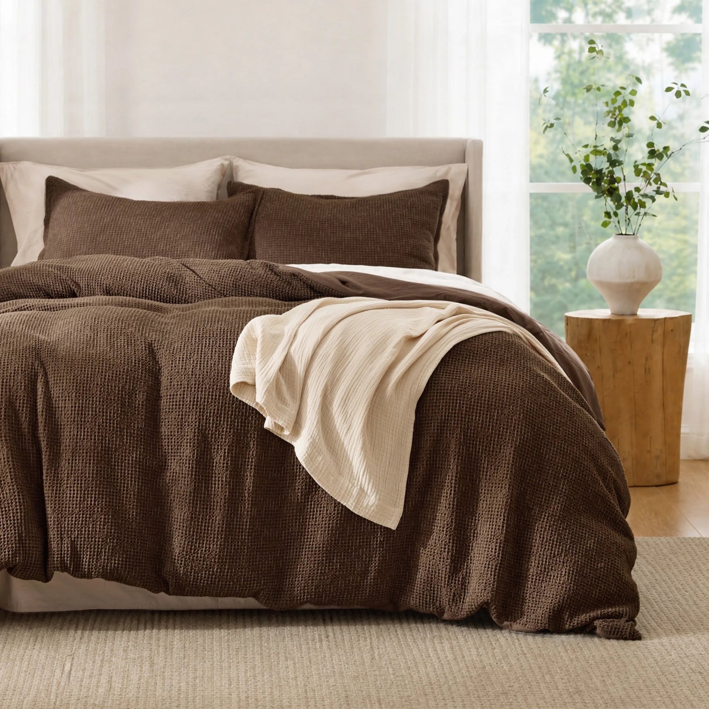 PureWovenTM Cotton Waffle Space-Dyed Duvet Cover Set