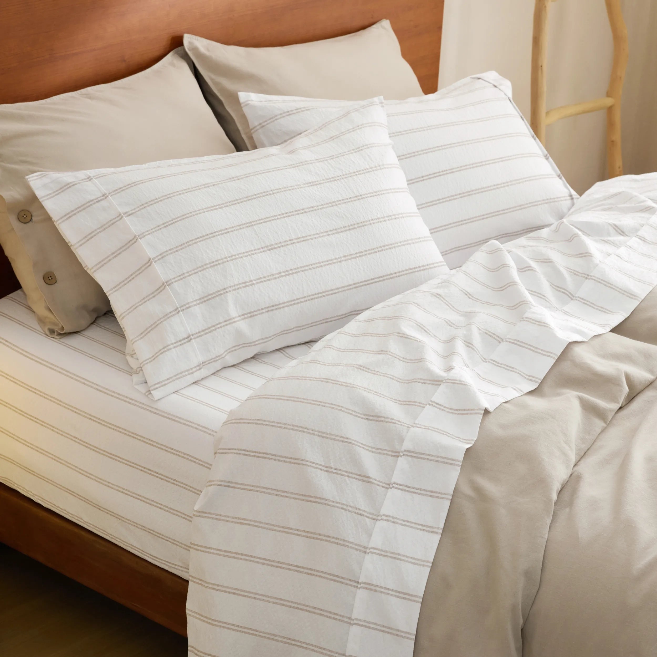 Cotton-Like Striped Sheet Sets