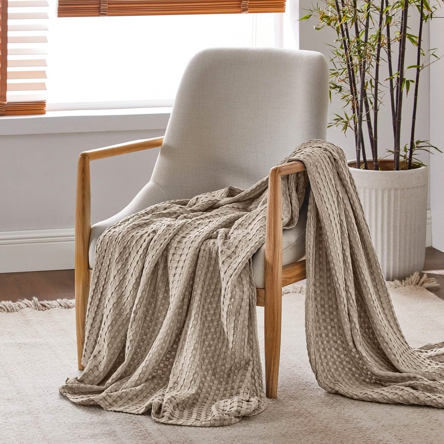 Rayon Derived From Bamboo Waffle Blanket