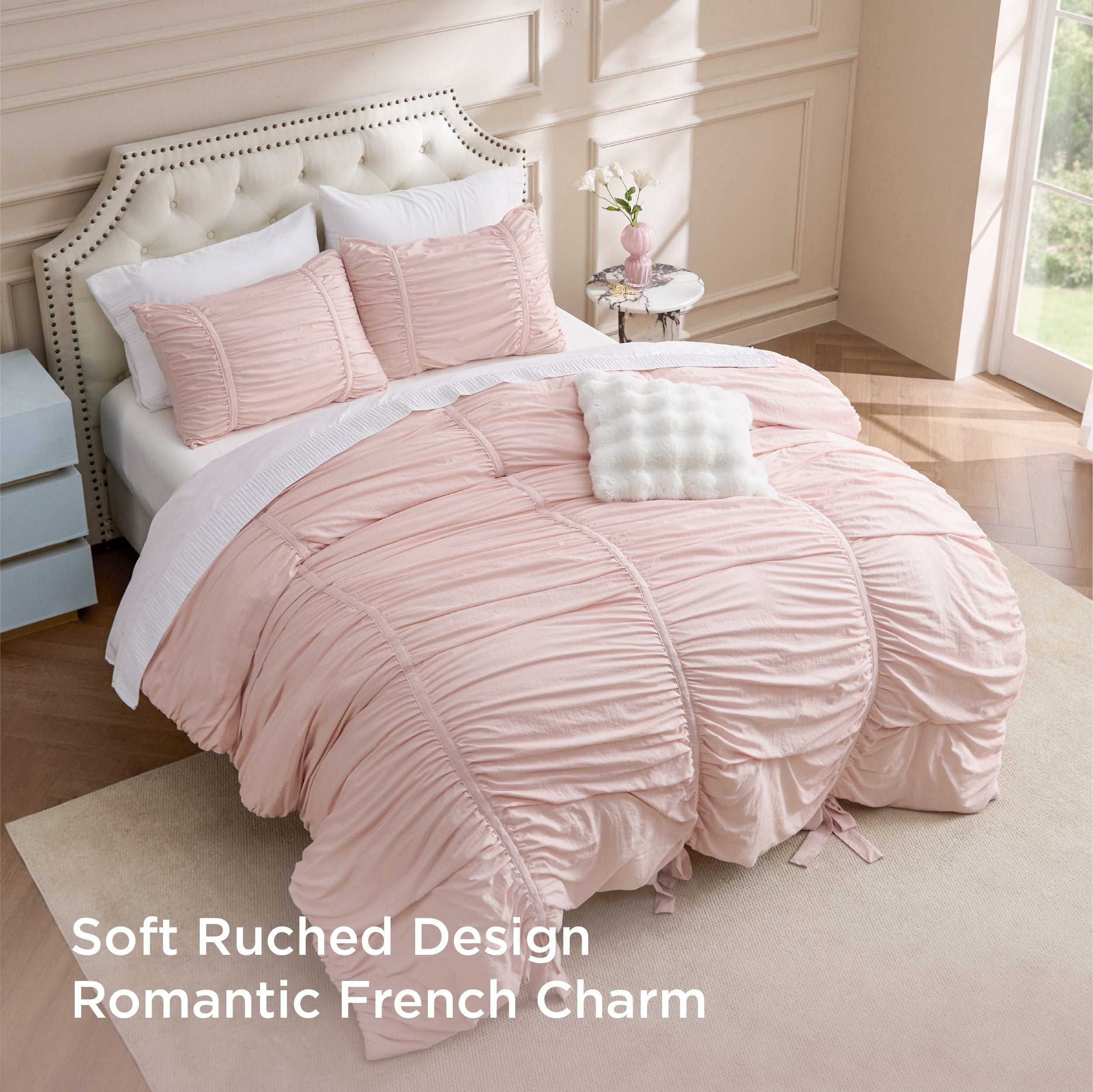 Ruched Bow Comforter Set