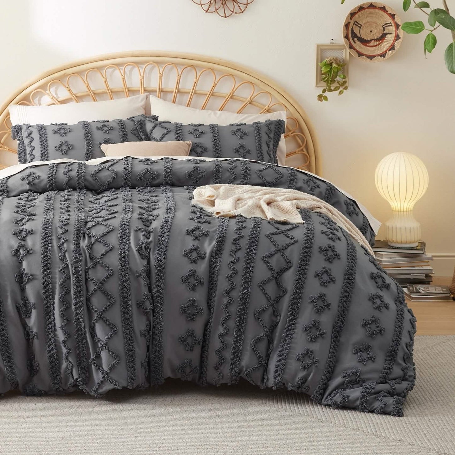 Boho Tufted Embroidery Duvet Cover Set