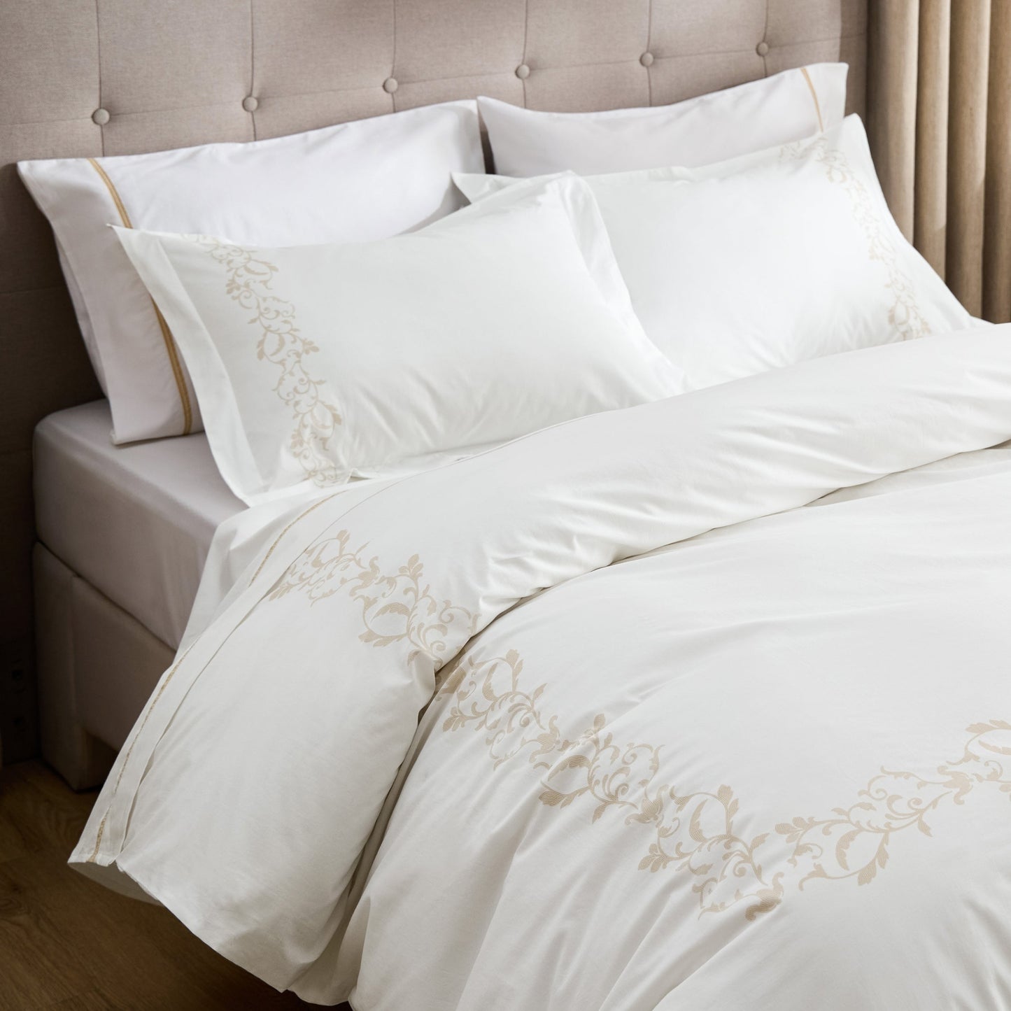 PureWovenTM Cotton Embroidered Hotel Duvet Cover Set