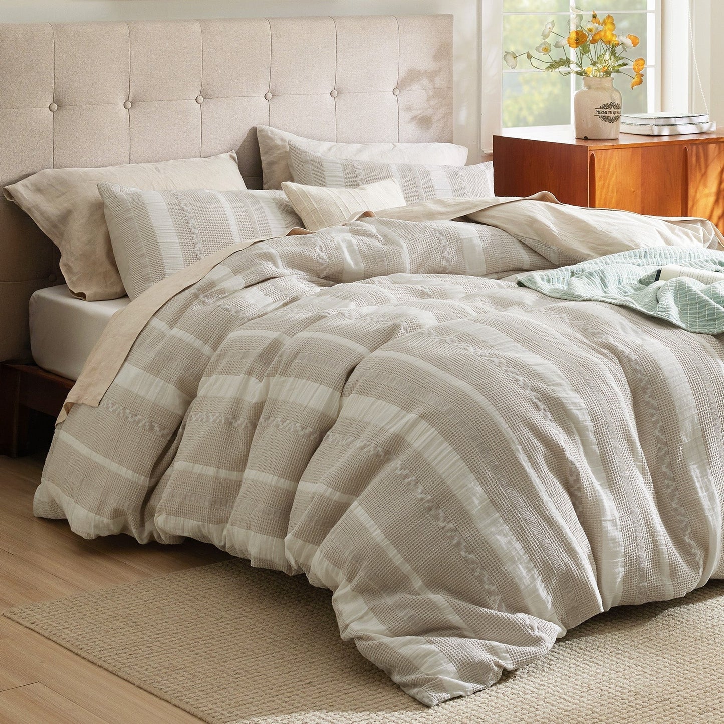 PureWovenTM Cotton Boho Waffle Weave Duvet Cover Set