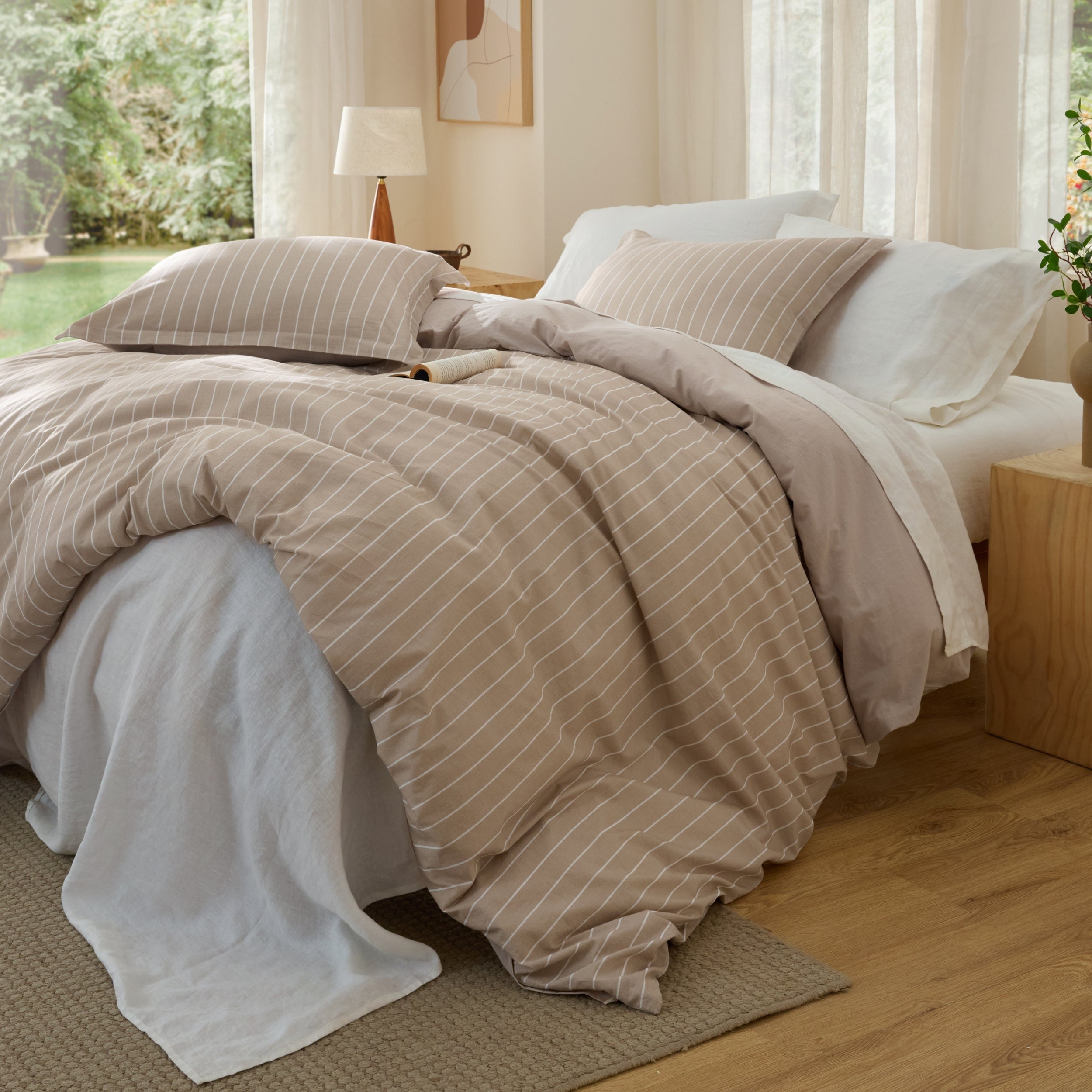 Striped Washed Cotton Duvet Cover Set