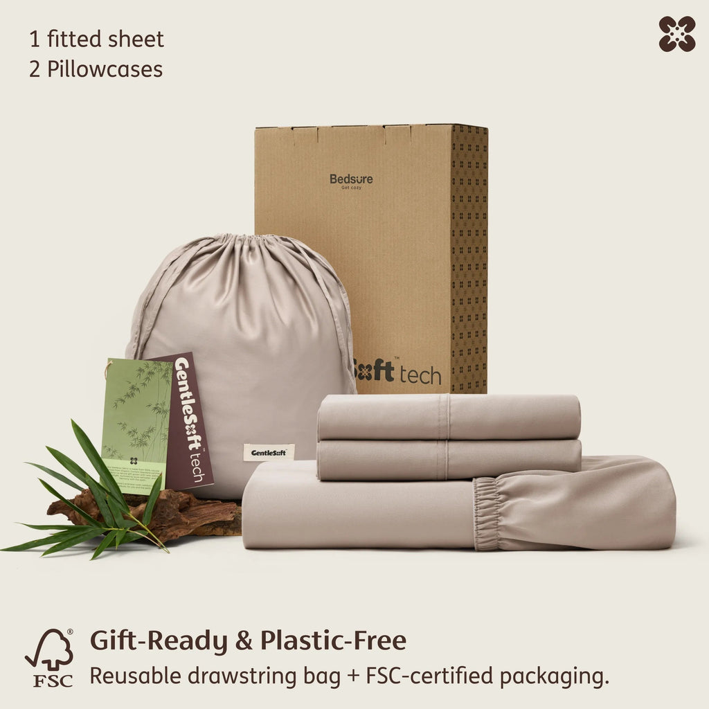 PureWovenTM Organically Grown Bamboo Viscose Fitted Sheet Set