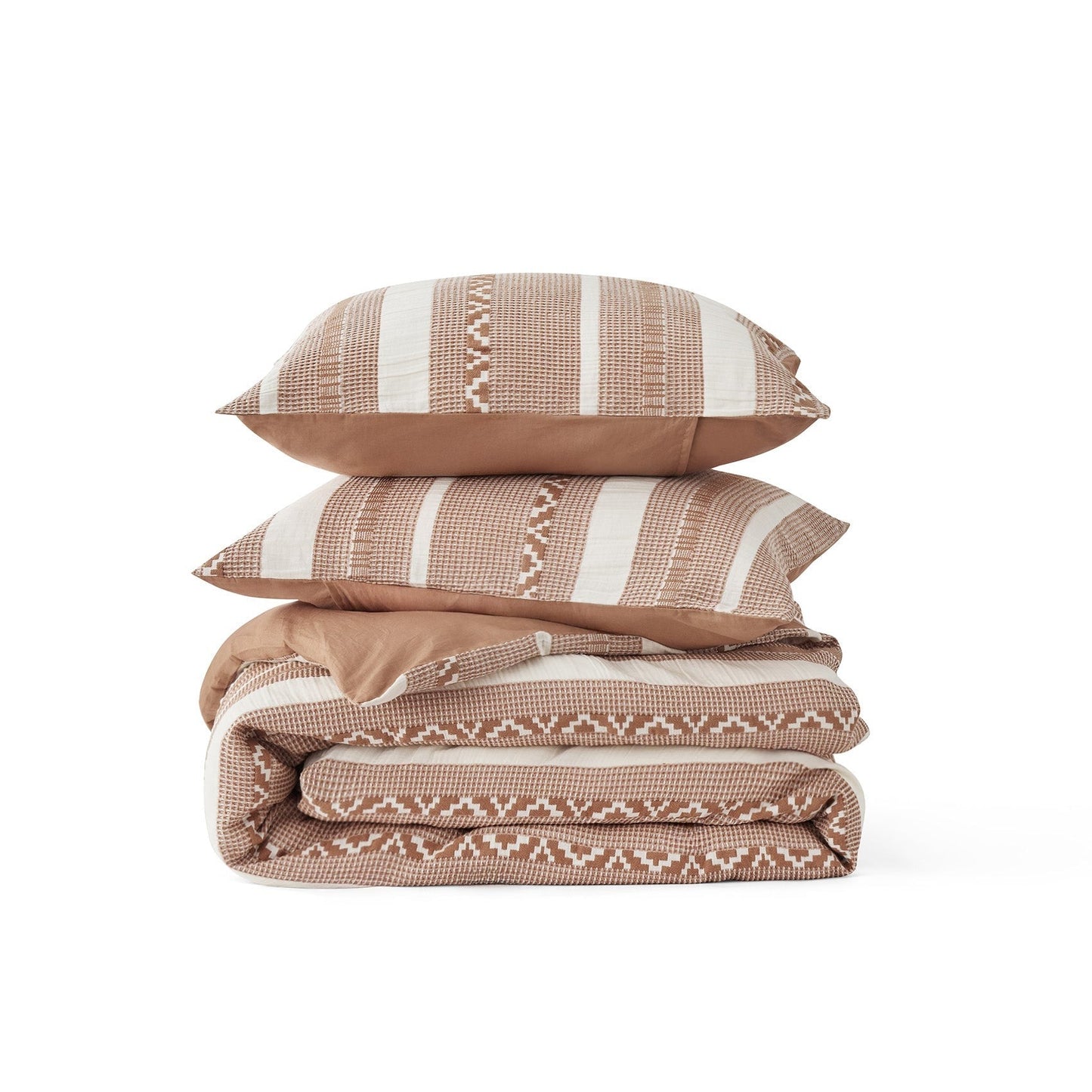 PureWovenTM Cotton Boho Waffle Weave Duvet Cover Set