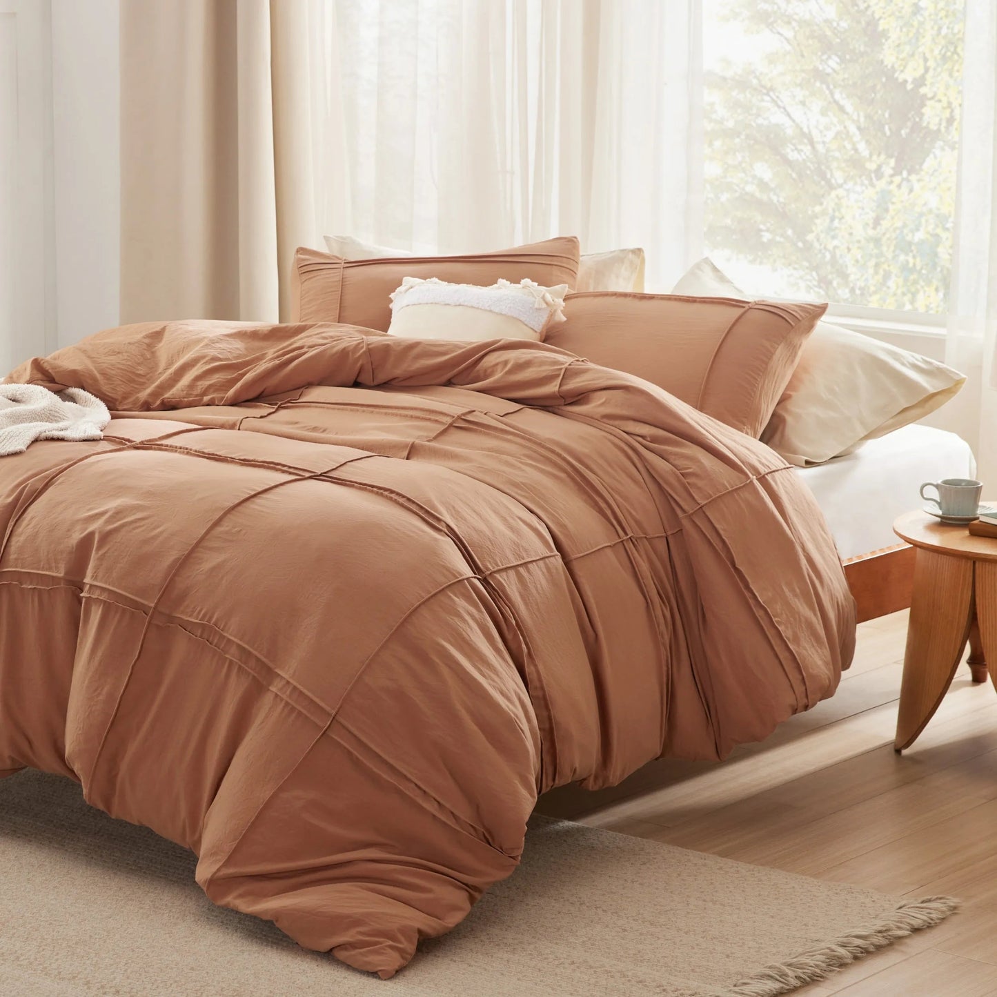 Striped Tufted Embroidery Duvet Cover Set