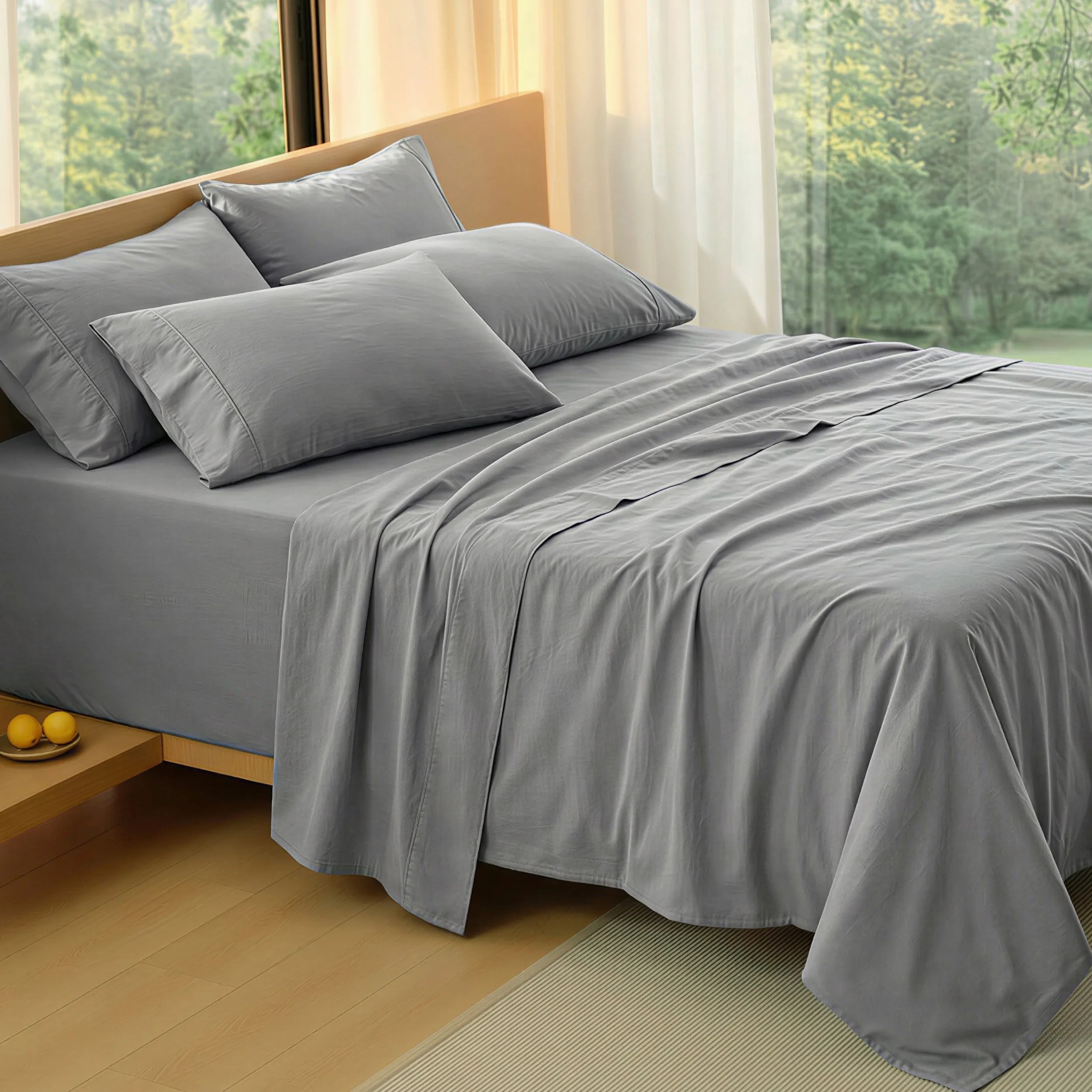 PureWovenTM 6-Piece Washed Cotton Sheet Set