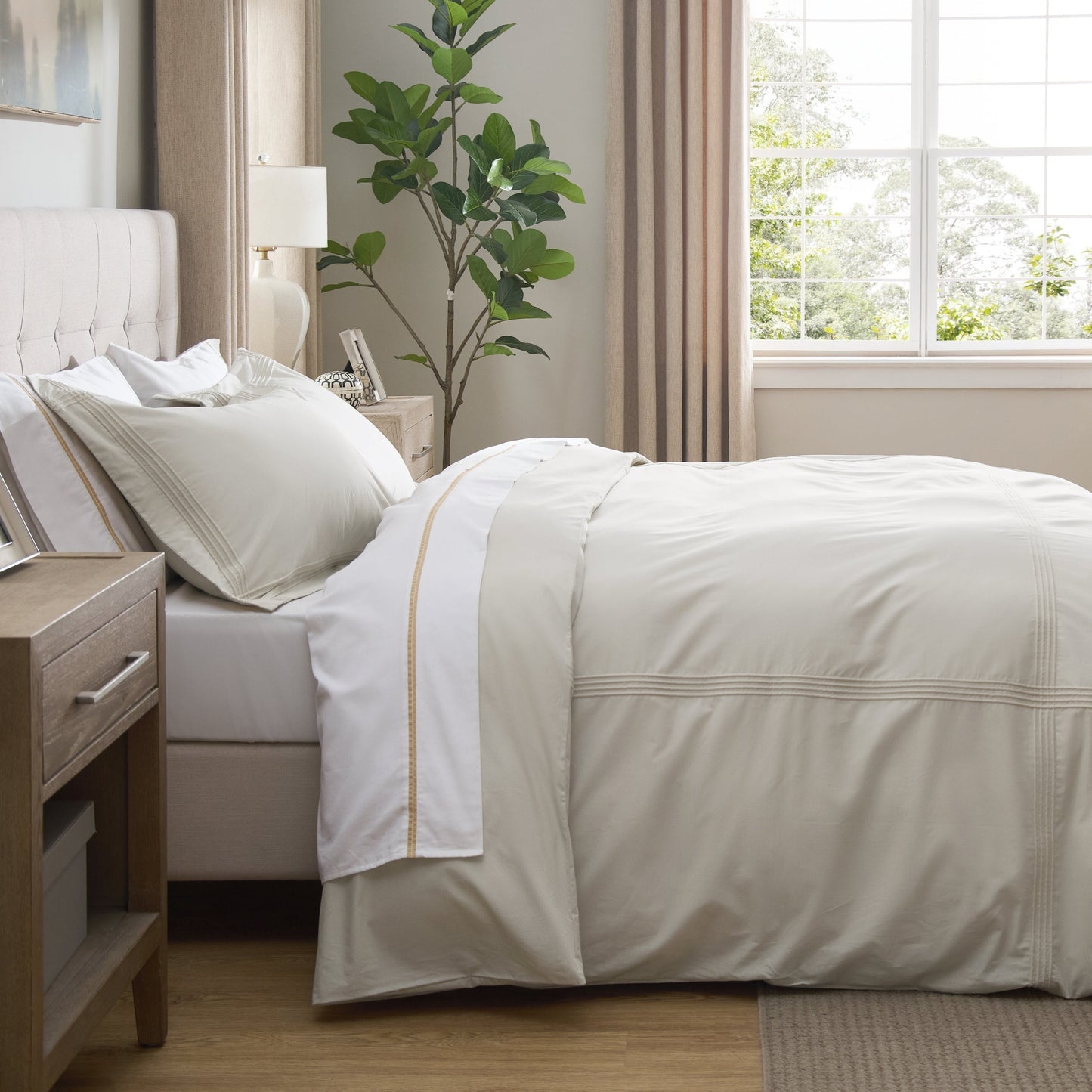 PureWovenTM Cotton Embroidered Hotel Duvet Cover Set