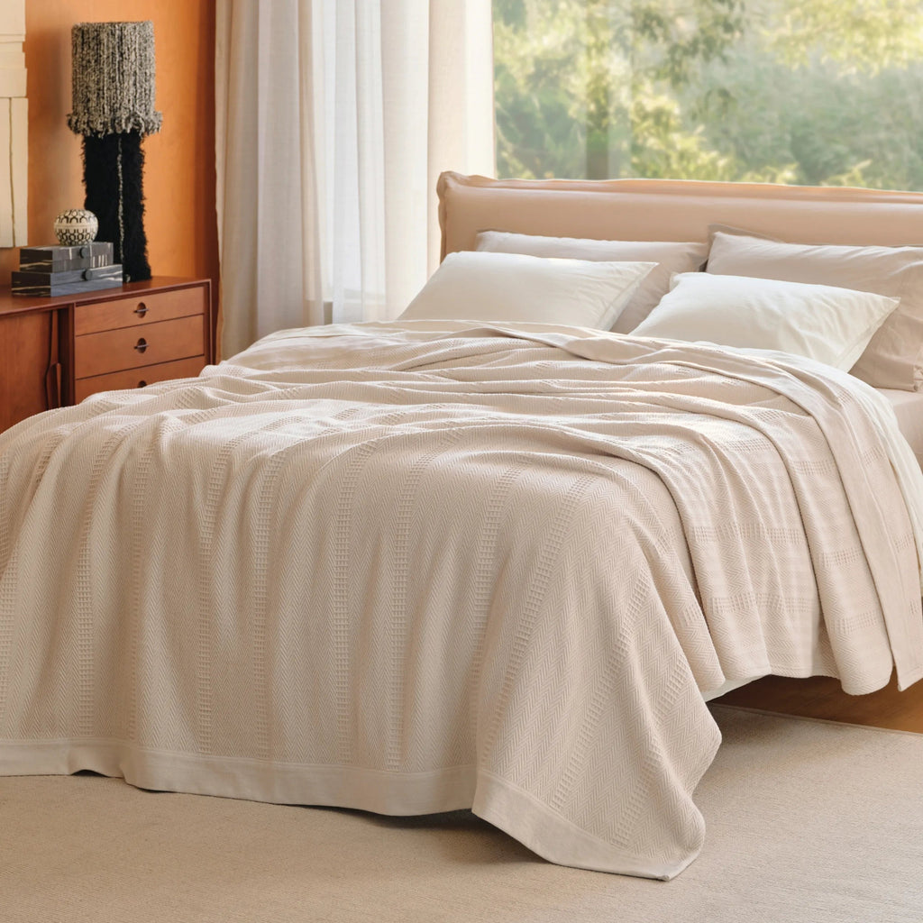 PureWovenTM Organic Cotton Waffle Herringbone Blanket