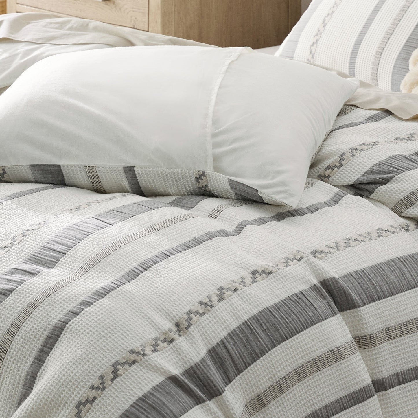 PureWovenTM Cotton Boho Waffle Weave Duvet Cover Set