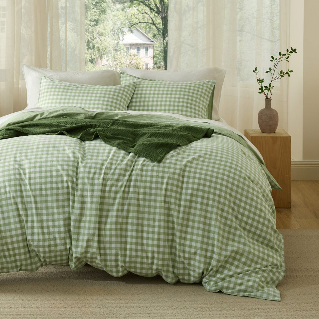 Gingham Washed Cotton Duvet Cover Set