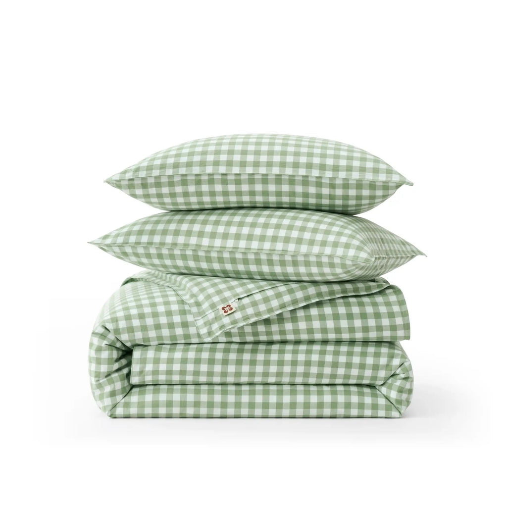 PureWovenTM Washed Cotton Gingham Duvet Cover Set