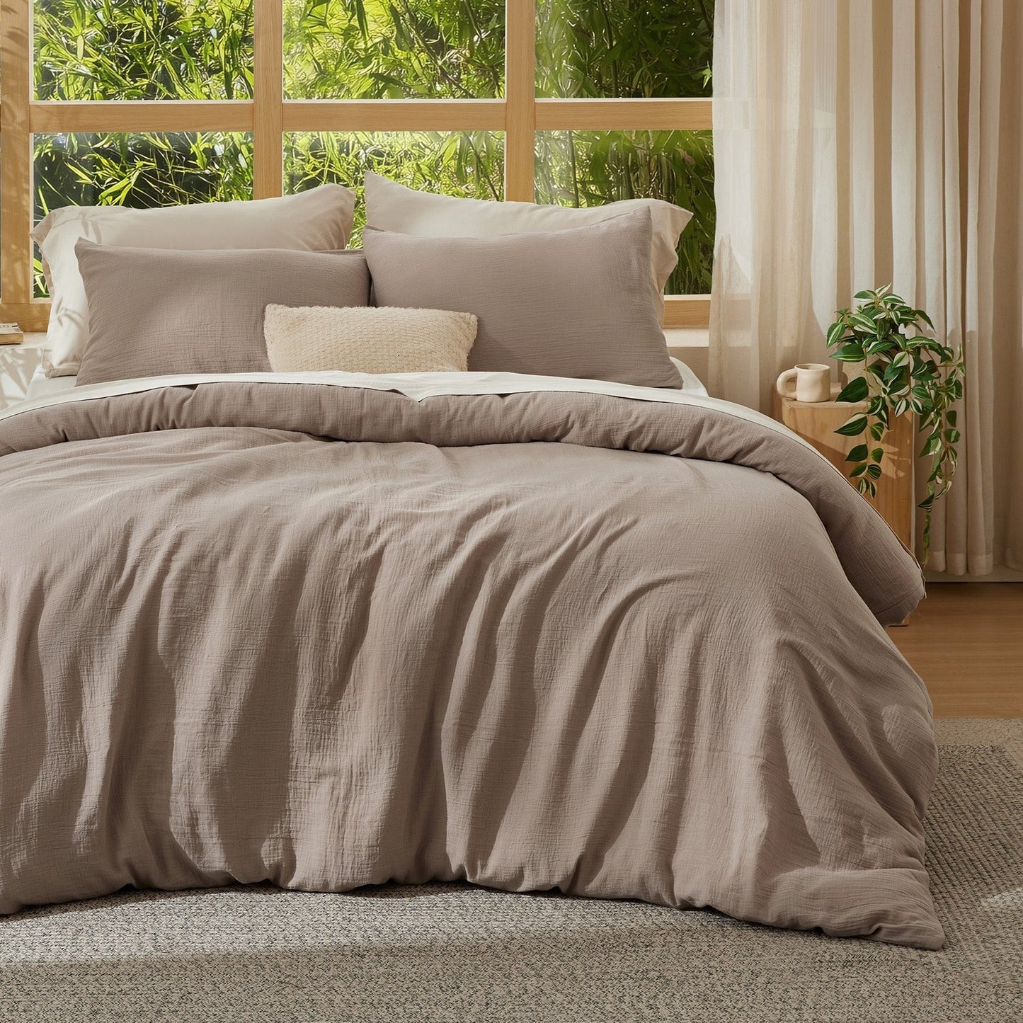 PureWovenTM Rayon From Bamboo Cotton Muslin Duvet Cover Set